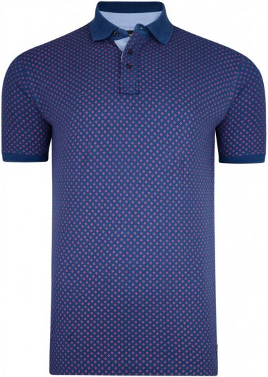 Kam Jeans 5224 Diamond Print Polo Denim - Polos - Polos homme grande taille