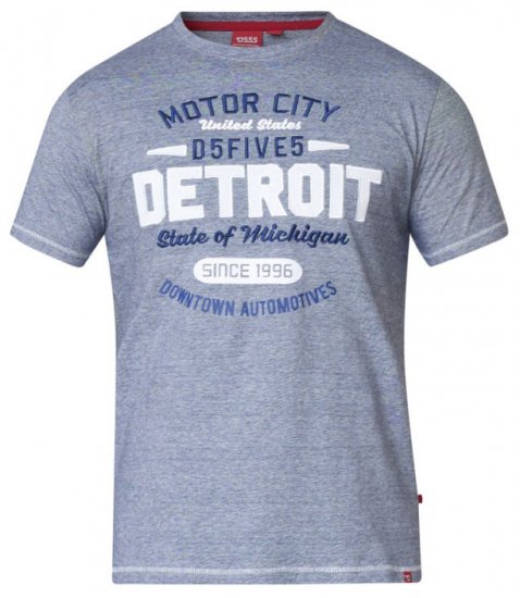 D555 Darcy Embroidered T-shirt Blue - T-shirts - T-shirts Homme Grande Taille