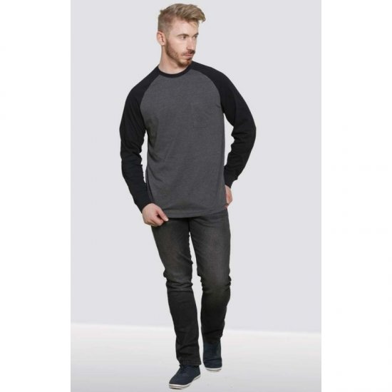 D555 Illinois Long Sleeve T-shirt Charcoal - T-shirts - T-shirts Homme Grande Taille
