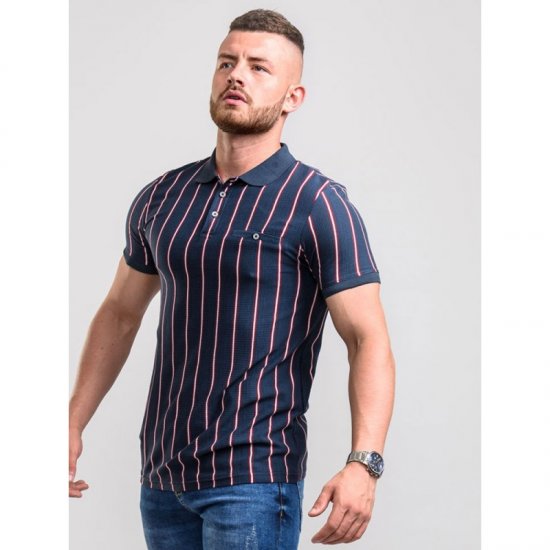 D555 Martel Polo Navy - Polos - Polos homme grande taille