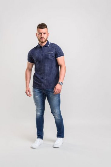 D555 Rogers Printed Polo Navy - Polos - Polos homme grande taille