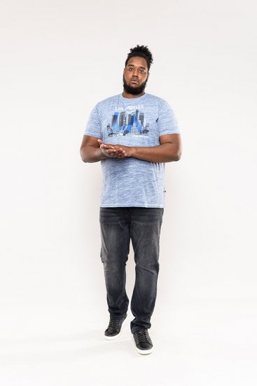 D555 Hobart LA Printed T-Shirt Blue - T-shirts - T-shirts Homme Grande Taille