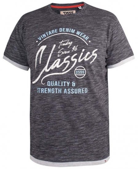 D555 Albury Black Double Layer Printed T-Shirt - T-shirts - T-shirts Homme Grande Taille