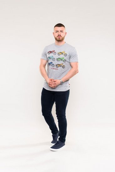 D555 Bathurst Custom Classics Motorbike Printed T-Shirt Grey - T-shirts - T-shirts Homme Grande Taille