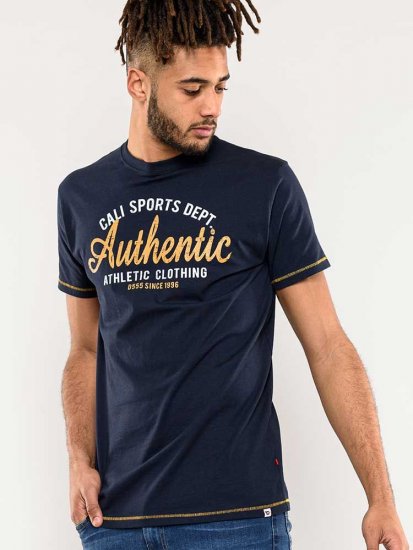 D555 Jasper Authentic Printed T-shirt Navy - T-shirts - T-shirts Homme Grande Taille