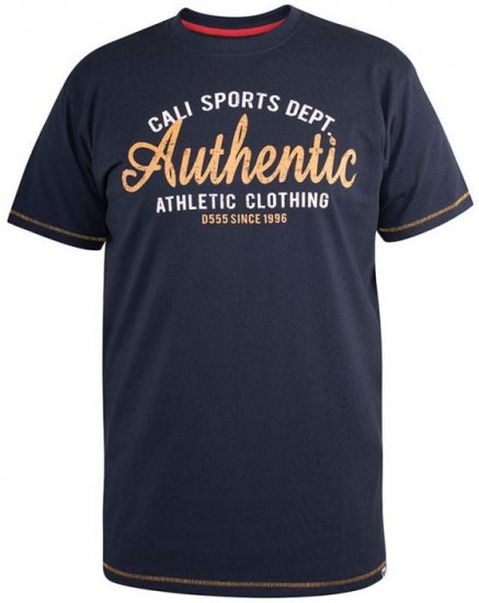 D555 Jasper Authentic Printed T-shirt Navy - T-shirts - T-shirts Homme Grande Taille