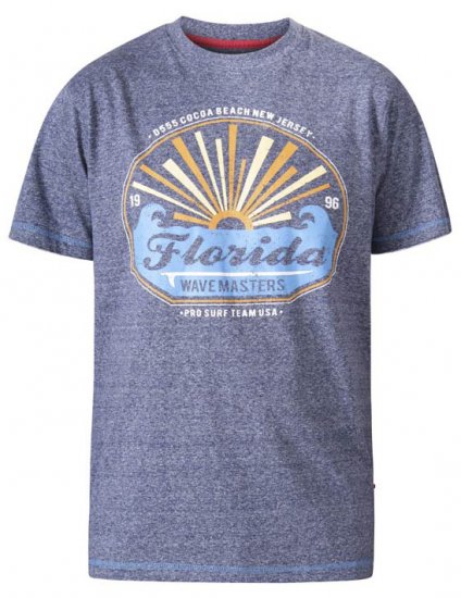 D555 Hallam Florida Wave Masters Crew Neck T-Shirt Navy Twist - T-shirts - T-shirts Homme Grande Taille