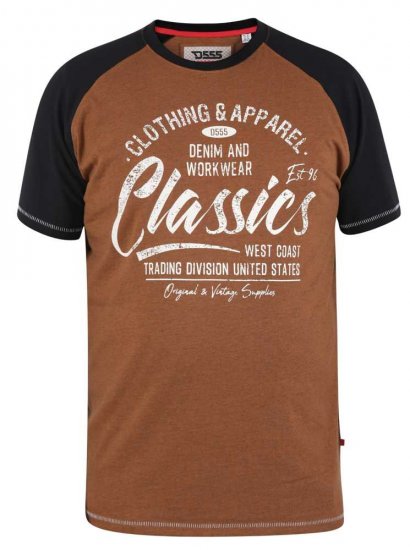 D555 Charmouth Raglan Sleeve Printed T-Shirt - T-shirts - T-shirts Homme Grande Taille