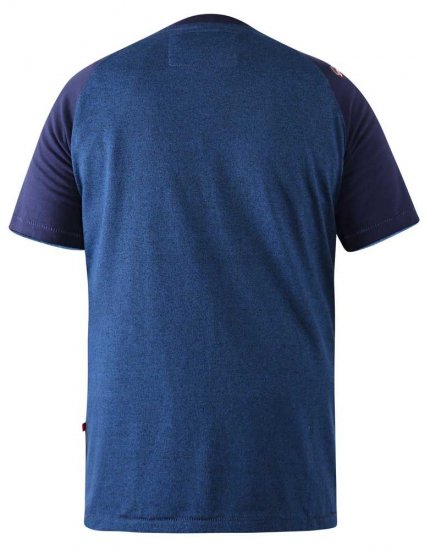 D555 Porter Raglan Sleeve Printed T-Shirt Blue - T-shirts - T-shirts Homme Grande Taille