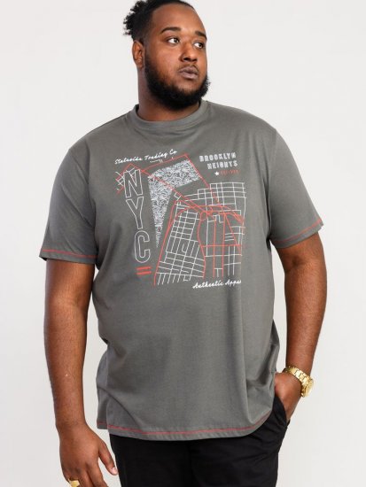 D555 Cobbler Nyc Birdseye Map Printed T-Shirt - T-shirts - T-shirts Homme Grande Taille