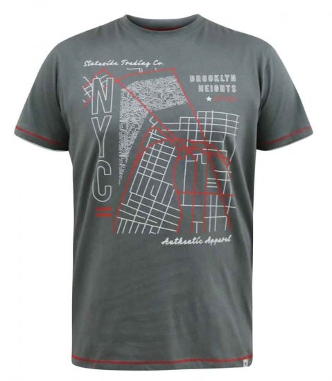 D555 Cobbler Nyc Birdseye Map Printed T-Shirt - T-shirts - T-shirts Homme Grande Taille