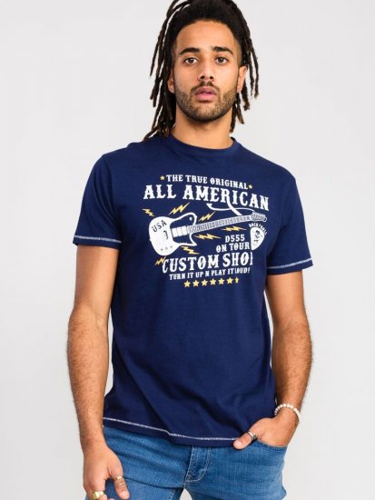 D555 Bronte All American Guitar Printed T-Shirt - T-shirts - T-shirts Homme Grande Taille