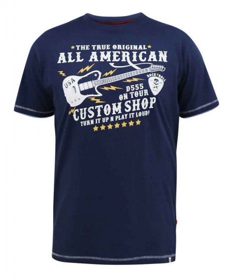 D555 Bronte All American Guitar Printed T-Shirt - T-shirts - T-shirts Homme Grande Taille