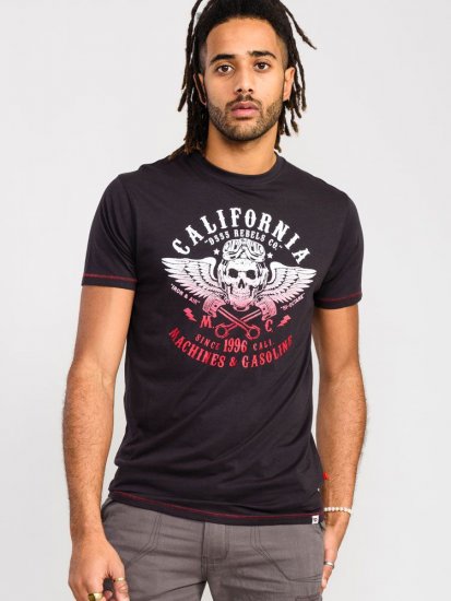 D555 Charles California Rebel Skull Printed T-Shirt - T-shirts - T-shirts Homme Grande Taille