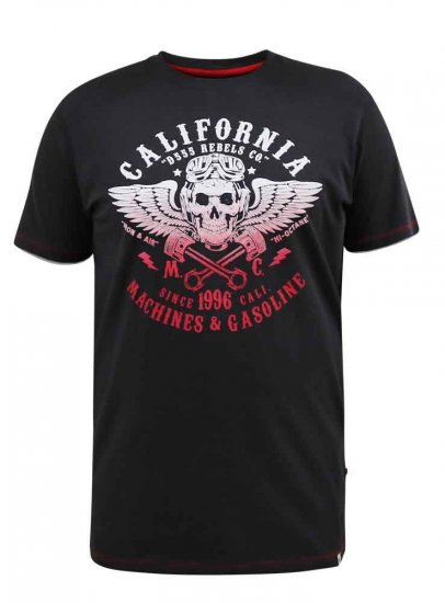D555 Charles California Rebel Skull Printed T-Shirt - T-shirts - T-shirts Homme Grande Taille