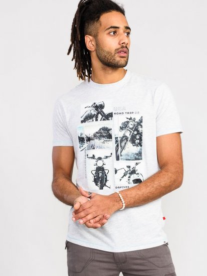 D555 Trafford Bike Photo Printed T-Shirt White - T-shirts - T-shirts Homme Grande Taille