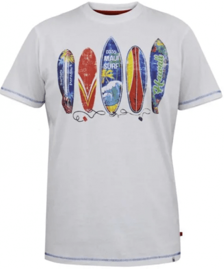 D555 Bridgford T-shirt avec imprimé surf blanc - T-shirts - T-shirts Homme Grande Taille
