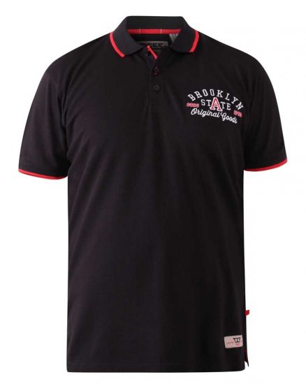 D555 Canning Chest Embroidery Polo Shirt Black - Polos - Polos homme grande taille