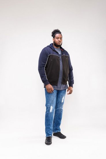 D555 Vincent Full Zip Hoody With Chest And Sleeve Piping Detail - Sweatshirts & hoodies - Sweatshirts/Hoodies grande taille homme