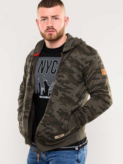 D555 Antonio Camo Printed Zip Through Hoody - Sweatshirts & hoodies - Sweatshirts/Hoodies grande taille homme