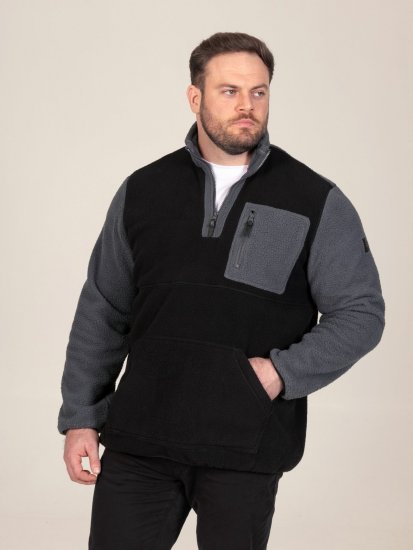 D555 Daly Quarter Zip Fleece Sweatshirt Noir/Gris - Sweatshirts & hoodies - Sweatshirts/Hoodies grande taille homme