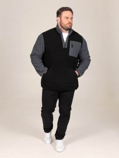 D555 Daly Quarter Zip Fleece Sweatshirt Noir/Gris - Sweatshirts & hoodies - Sweatshirts/Hoodies grande taille homme