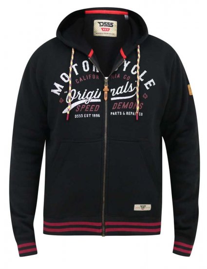 D555 Patrick Full Zip Hoody With 'Motorcycle' Chest Print - Sweatshirts & hoodies - Sweatshirts/Hoodies grande taille homme