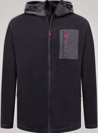 D555 Damien Micro Fleece Zip Through Hoody Noir/Gris - Sweatshirts & hoodies - Sweatshirts/Hoodies grande taille homme