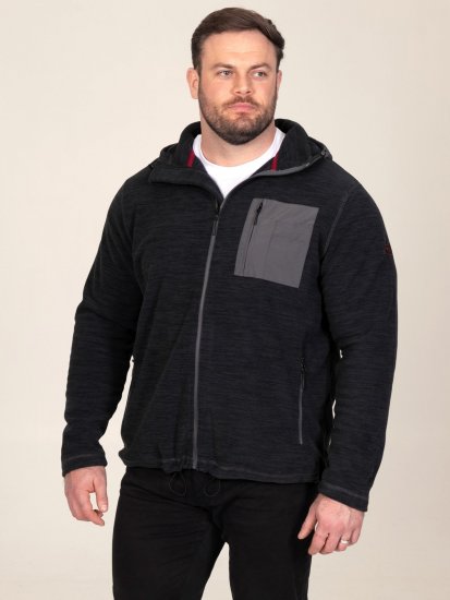 D555 Damien Micro Fleece Zip Through Hoody Noir/Gris - Sweatshirts & hoodies - Sweatshirts/Hoodies grande taille homme