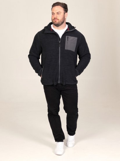 D555 Damien Micro Fleece Zip Through Hoody Noir/Gris - Sweatshirts & hoodies - Sweatshirts/Hoodies grande taille homme