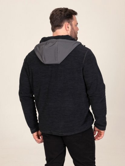 D555 Damien Micro Fleece Zip Through Hoody Noir/Gris - Sweatshirts & hoodies - Sweatshirts/Hoodies grande taille homme