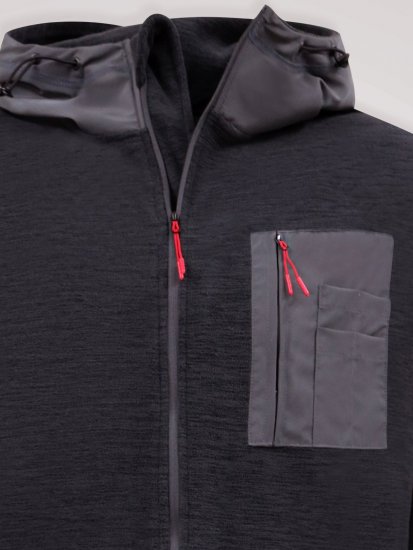 D555 Damien Micro Fleece Zip Through Hoody Noir/Gris - Sweatshirts & hoodies - Sweatshirts/Hoodies grande taille homme
