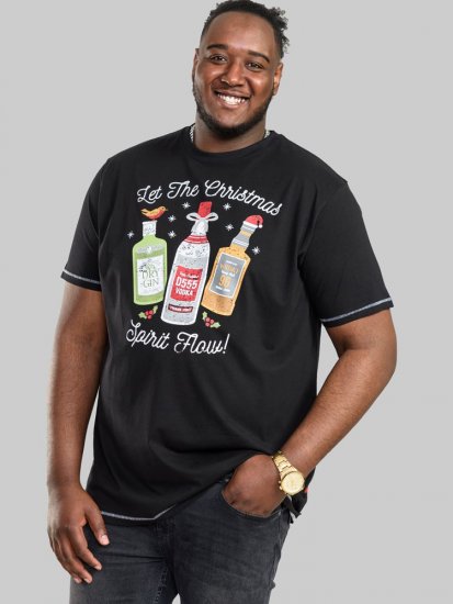 D555 SPIRIT Christmas Spirit Printed T-Shirt Black - T-shirts - T-shirts Homme Grande Taille