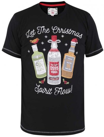 D555 SPIRIT Christmas Spirit Printed T-Shirt Black - T-shirts - T-shirts Homme Grande Taille