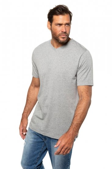 JP1880 702415 T-shirt à col V Gris chiné - T-shirts - T-shirts Homme Grande Taille