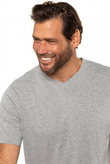 JP1880 702415 T-shirt à col V Gris chiné - T-shirts - T-shirts Homme Grande Taille