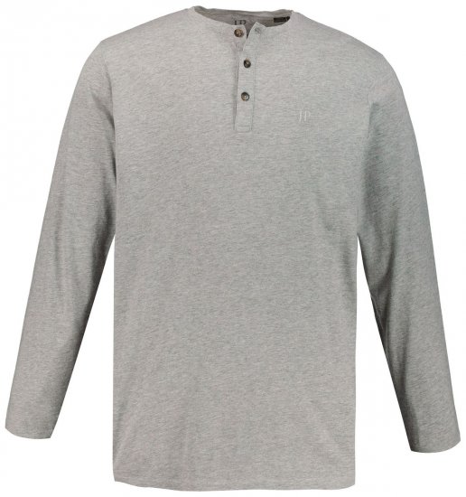 JP1880 702555 T-shirt Henley à manches longues Gris chiné - T-shirts - T-shirts Homme Grande Taille