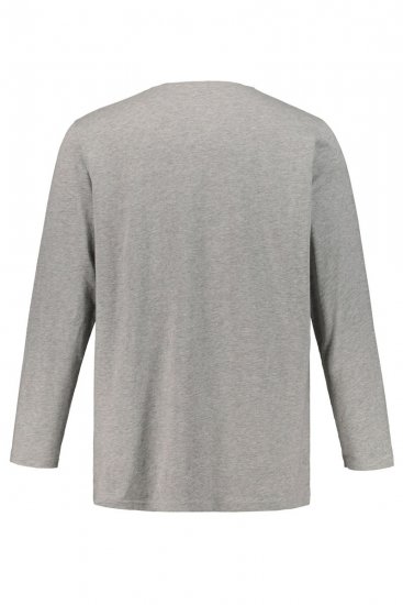 JP1880 702555 T-shirt Henley à manches longues Gris chiné - T-shirts - T-shirts Homme Grande Taille