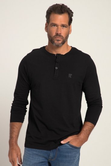 JP1880 702555 T-shirt Henley à manches longues Noir - T-shirts - T-shirts Homme Grande Taille