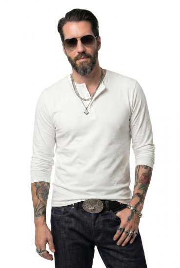 JP1880 702555 T-shirt Henley à manches longues Blanc - T-shirts - T-shirts Homme Grande Taille