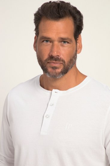 JP1880 702555 T-shirt Henley à manches longues Blanc - T-shirts - T-shirts Homme Grande Taille