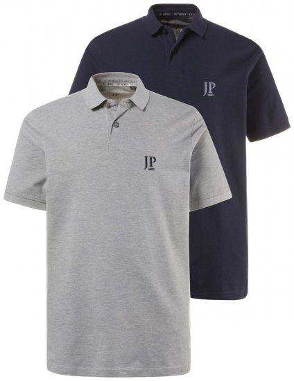 JP1880 704317 Polo lot de 2 Bleu marine/Gris chiné - Polos - Polos homme grande taille