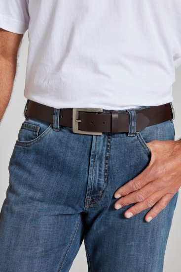 JP1880 705233 Ceinture en cuir Brun acajou - Ceintures - Ceintures grandes tailles pour hommes