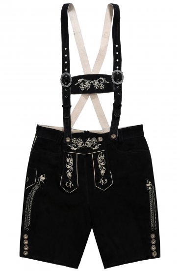 JP1880 Genuine Leather Traditional Lederhosen Shorts Black - Shorts - Shorts hommes grande taille