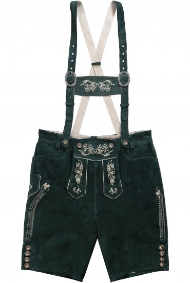 JP1880 Genuine Leather Traditional Lederhosen Shorts Green - Shorts - Shorts hommes grande taille