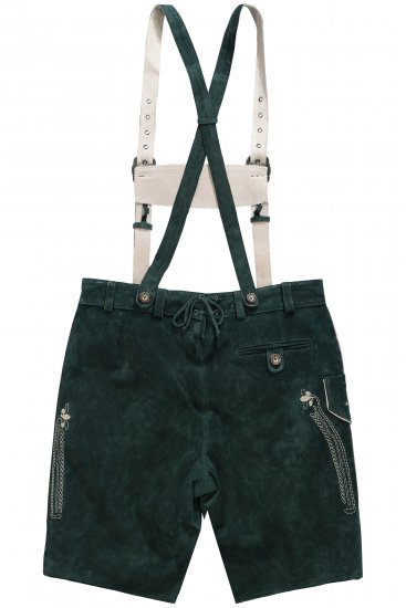 JP1880 Genuine Leather Traditional Lederhosen Shorts Green - Shorts - Shorts hommes grande taille