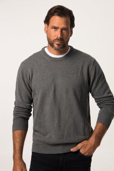 JP1880 708261 Pull tricoté à col rond Gris chiné - Sweatshirts & hoodies - Sweatshirts/Hoodies grande taille homme