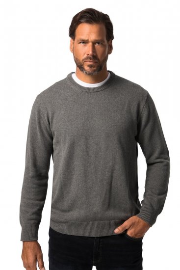 JP1880 708261 Pull tricoté à col rond Gris chiné - Sweatshirts & hoodies - Sweatshirts/Hoodies grande taille homme
