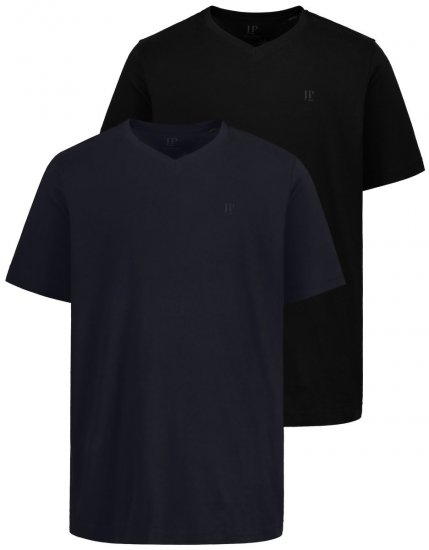 JP1880 711318 T-shirt à col V lot de 2 Noir - T-shirts - T-shirts Homme Grande Taille