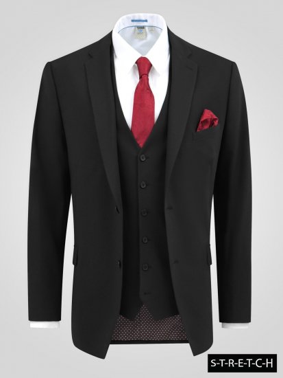 D555 Ted 4 Way Stretch Tailored Suit Jacket Noir - Costumes - Costumes grandes tailles 